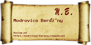 Modrovics Berény névjegykártya
